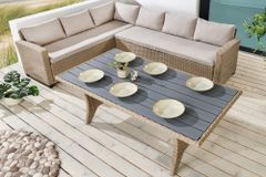 Outdoor Sitzgruppe MONACO 240cm natur Polyrattan Gartenmöbel-Set Ecklounge wetterfest