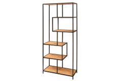 Industrial Bücherregal SLIM LINE 185cm Wildeiche schwarz sechs Regalböden