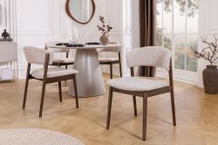 Design Stuhl VALHALLA WOOD braun Eiche smoke Walnuss Massivholz beige Strukturstoff