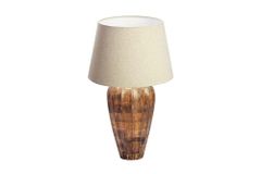Handgefertigte Tischlampe PURE NATURE 65cm weiß natur Mangoholz mit Stoffschirm
