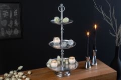 Elegante Etagere ORIENT 65cm silber im Wild Hammerschlag Design mit drei Etagen