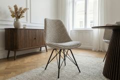 Design Stuhl SCANDINAVIA MEISTERSTÜCK beige grau Chenille schwarz Metallgestell