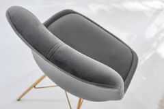 Design Stuhl SCANDINAVIA MEISTERSTÜCK dunkelgrau Samt goldene Beine