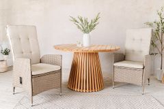 Outdoor Gartenstuhl SYLT natur beige Polyrattan Hochlehner mit Armlehne verstellbar wetterfest