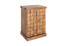 Handgearbeiteter Barschrank MOSAICO 130cm braun Sheeshamholz stone finish 3D Effekt