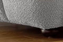Moderner Hocker CLOUD 100cm grau Bouclé Federkern Fußhocker Sitzhocker