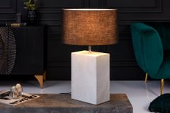 Design Tischlampe NOBLE 55cm weiß Marmorfuß Stoffschirm
