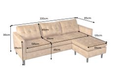 Ecksofa STOCKHOLM 220cm senfgelb Samtstoff Federkern 3-Sitzer-Sofa