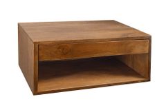 Hängender Nachttisch PURE 50cm braun Mangoholz honey finish Wandregal Schublade