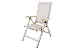 Outdoor Gartenstuhl DESIGNO taupe Aluminium klappbar wetterfest Hochlehner