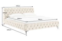Design Bett MODERN BAROCK 180x200cm champagner Samt Chesterfield Doppelbett