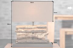 Handgefertigte Tischlampe PERIFERE 40cm braun Treibholz Leinenschirm