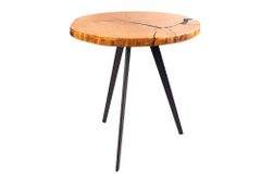 Runder Couchtisch ARBOR 55cm natur Eiche Massivholz schwarz Metall Beistelltisch