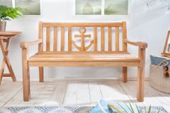 Massive Gartenbank EMPIRE TEAK 120cm Teakholz mit Ankerdesign