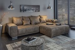 Big Sofa ELEGANCIA 285cm taupe Microfaser XXL Couch inkl. Kissen Federkern