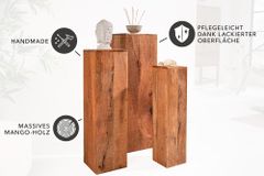 Design Deko Säule 3er Set MAKASSAR 80cm Mangoholz Handarbeit