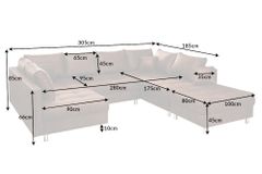 Moderne XXL Wohnlandschaft KENT 305cm antik braun Federkern Bigsofa inkl. Hocker