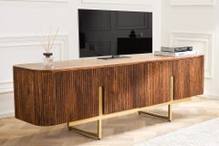 Design TV Board GATSBY 160cm braun mattgold Mangoholz Retro