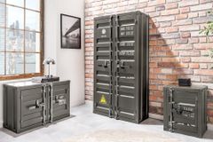 Container-Schrank GLOBETROTTER 80cm anthrazit Metall Couchtisch mit Flügeltüren Kommode
