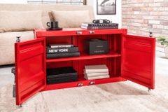 Container-Schrank GLOBETROTTER 80cm rot Metall Couchtisch mit Flügeltüren Kommode