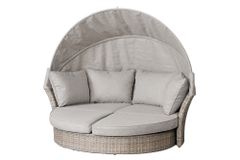 Drehbare Sonneninsel SEATTLE 195cm greige mit Sonnendach inkl. Kissen