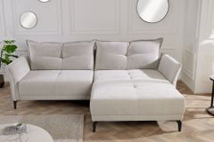Modernes Ecksofa DESIGNO 250cm champagner beige Cord Couch inklusive Kissen Metallfüße