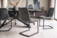 Freischwinger Stuhl MIAMI grau Cord matt schwarz Metallgestell