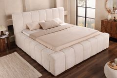Boxbett SAVOY 180x200cm weiß Chenille Cremona mit Lattenrost und Stauraum