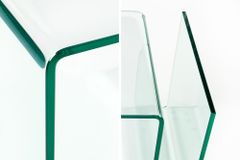 Extravaganter Glas Couchtisch FANTOME 50cm Beistelltisch mit Ablage für Magazine transparent