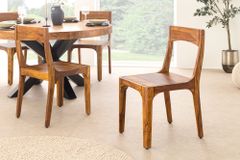 Massiver Stuhl ORGANIC braun Sheeshamholz stone finish handmade