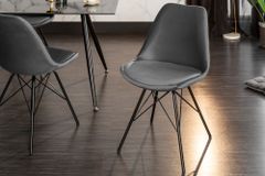 Design Stuhl SCANDINAVIA MEISTERSTÜCK grau Samt schwarze Metallbeine