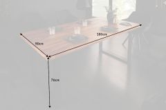 Massivholz Esstisch IRON CRAFT 180cm Sheesham stone finish Metallgestell schwarz