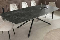 Design Esstisch OSAKA 160cm anthrazit Keramik schwarz Sterngestell Metall