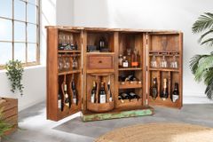 Einzigartiger Barschrank JAKARTA 100cm natur bunt recyceltes Massivholz aus Fischerbooten