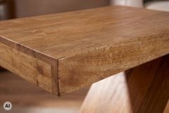 Massiver Beistelltisch Z 60cm braun honey finish Mangoholz Z-Form handmade