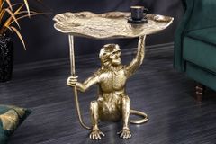 Design Beistelltisch WILDLIFE MONKEY 60cm gold antik Metall handmade