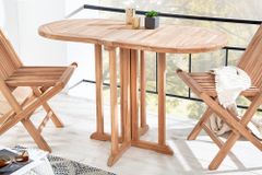 Massiver Balkontisch EMPIRE TEAK 120cm natur Teakholz klappbar Gartentisch Outdoor