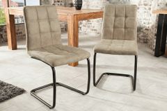 Design Freischwinger Stuhl MODENA vintage beige Microfaser mit Ziersteppung