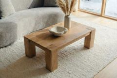 Massiver Couchtisch MAKASSAR 100cm natur Mangoholz cream finish einzigartige Maserung