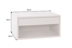 Design Nachttisch COMFORT 50cm weiß hängend mit Schublade und offenem Fach