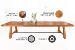 Massiver Esstisch FINCA 300cm vintage braun Pinienholz Bohlenoptik