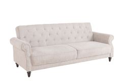 Chesterfield 3-Sitzer Sofa MAISON BELLE AFFAIRE 220cm greige Bouclé mit Schlaffunktion