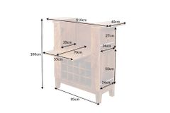Massiver Barschrank MAKASSAR 85cm braun Sheesham stone finish Hausbar
