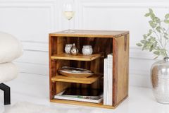 Massivholz Beistelltisch CUBUS 45cm braun Sheesham stone finish Regal Nachttisch