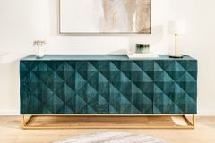 Massives Sideboard VULCANO 180cm türkis Mangoholz gold Metallgestell