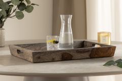 Massives Tablett MAKASSAR 45cm grau smoke finish Sheeshamholz