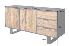 Massivholz Sideboard BARRACUDA 150cm Teak Mango schwarz Metall recycelt