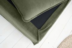 Großer Sitzhocker HEAVEN 100cm grün Cord Sofahocker abnehmbarer Bezug