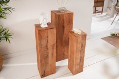 Design Deko Säule 3er Set MAKASSAR 80cm Mangoholz Handarbeit