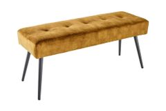 Design Sitzbank BOUTIQUE 100cm senfgelb Samt Metallbeine schwarz